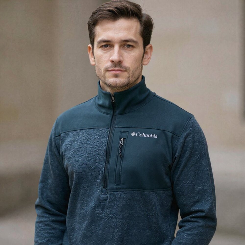 Columbia Men's M 1/2 Zip Fleece Pullover - Dark Teal
